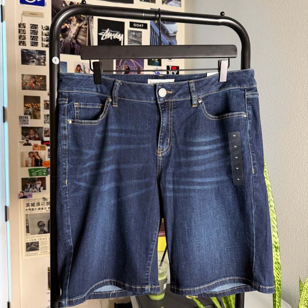 Lane Bryant Denim Shorts Size 14 Blue Dark Wash Bermuda